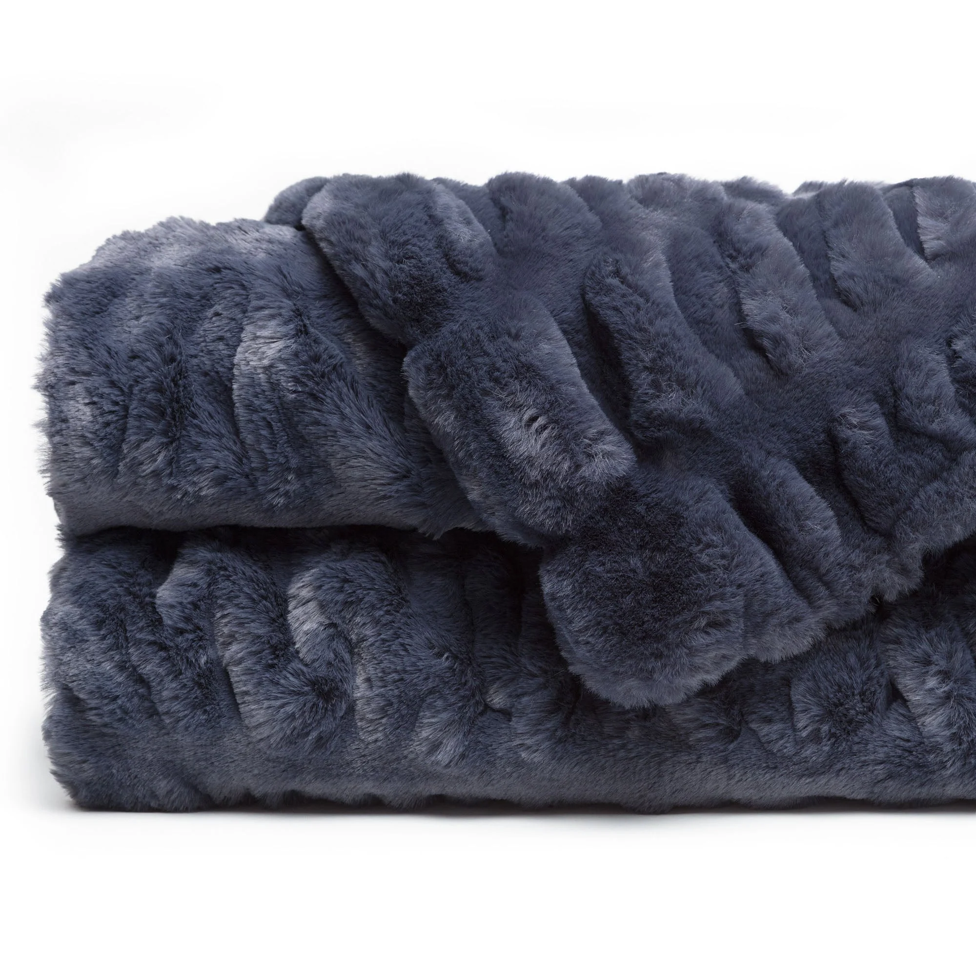 Ruched Faux Fur Throw Blanket
