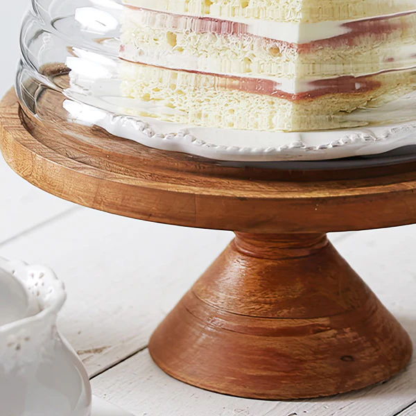 Modern Honey Hive Glass Cloche with Mango Wood Stand