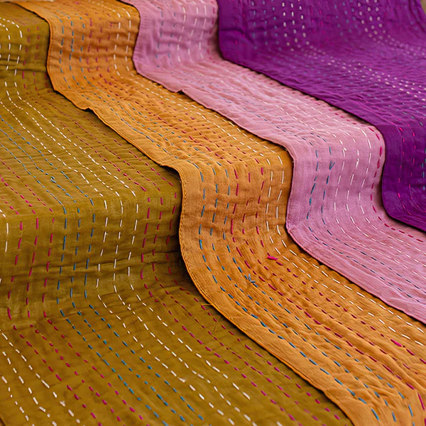 Boho Inspired Hand Stitched Runners, Set of Four