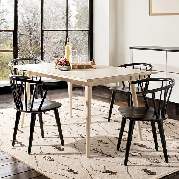 Black Wooden Side Chairs, Set of Two