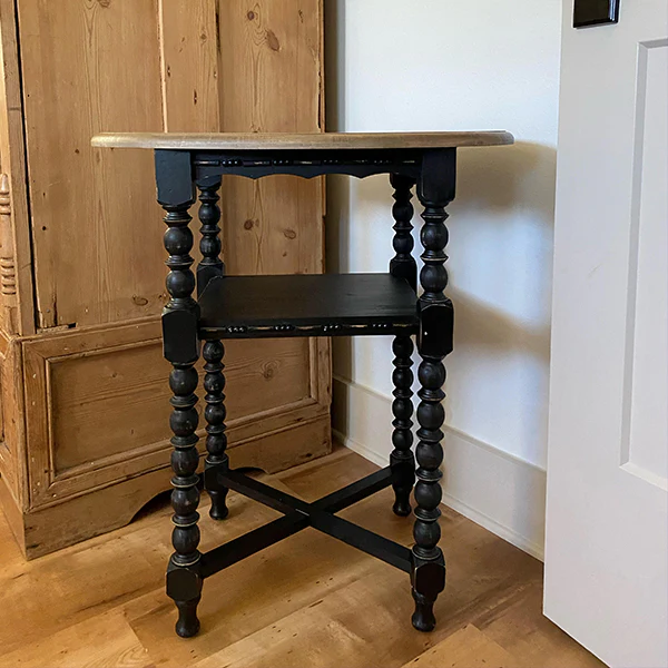 Turned Leg Black Accent Table