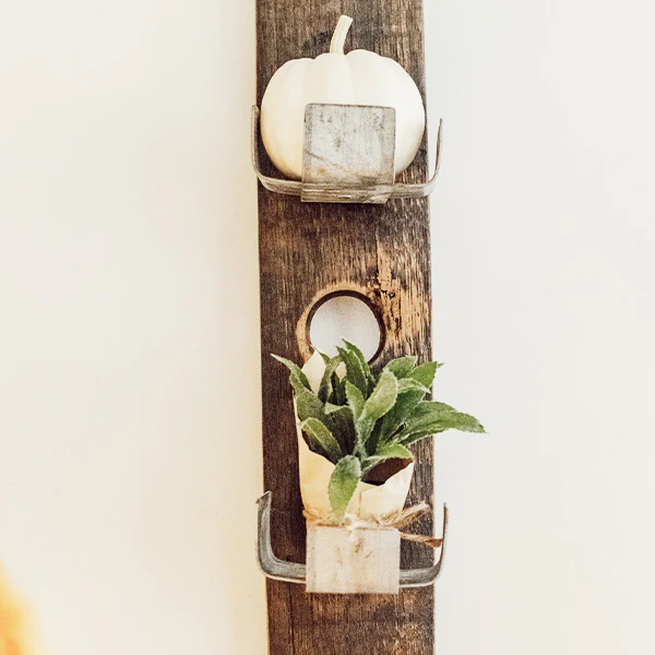 Naturally Aged Oak Barrel Stave Wall Planter/Candle Holder | Made  in the USA