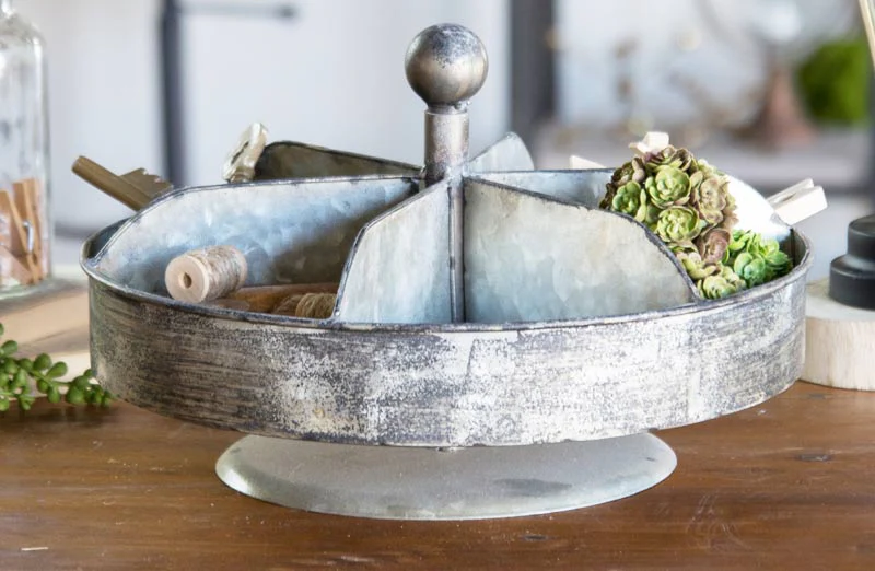 Galvanized Metal Spinning Tray Organizer