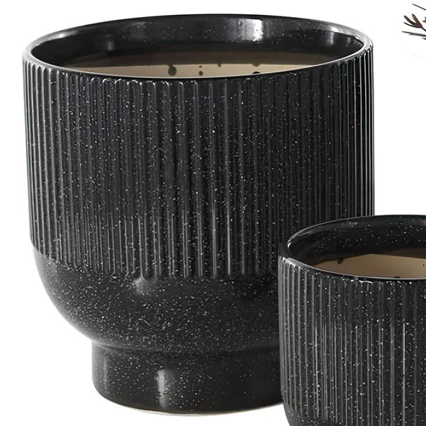 Tapered Ceramic Planters, Set of Three