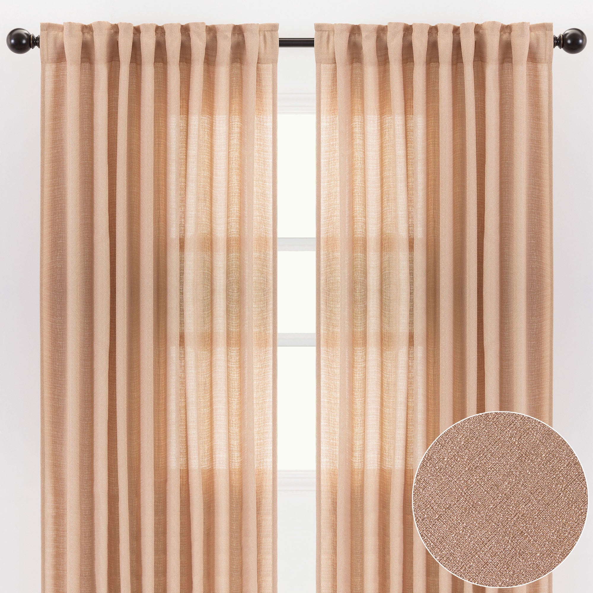 Faux Belgian Flax Solid Curtains