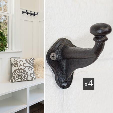 Cast Iron Wall Hook, Set of 4