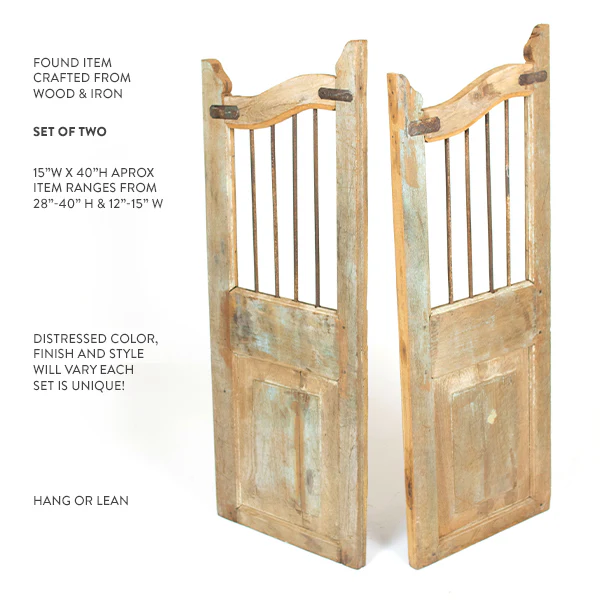 Repurposed Matching Wood and Iron Saloon Swing Doors, Set of 2