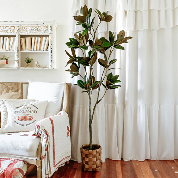 71 Inch Faux Magnolia Tree with White Buds