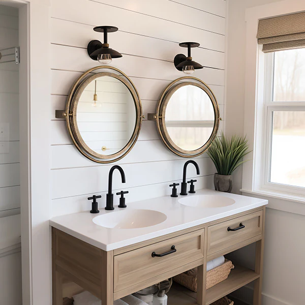 Antique Brass Adjustable Round Wall Mirror