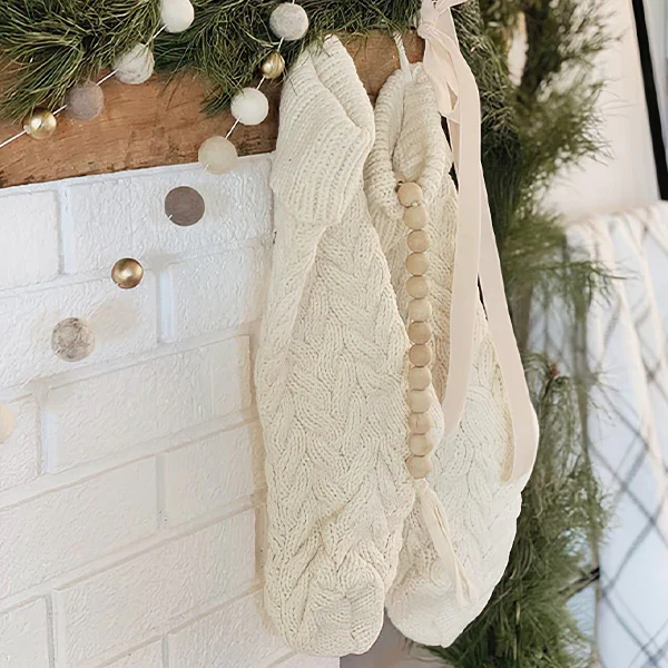 Cream Hand-Knitted Stocking
