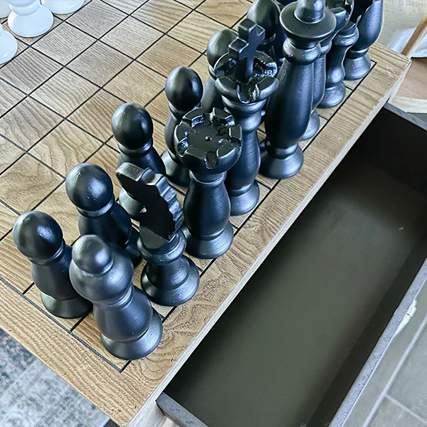Chess Table with Drawers (With Chess Pieces)