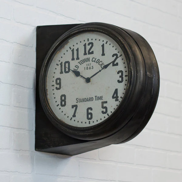 Double-Sided Old Town Wall Clock