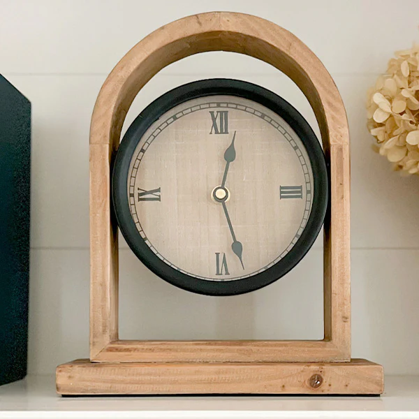 Eclectic Wooden Tabletop Clock