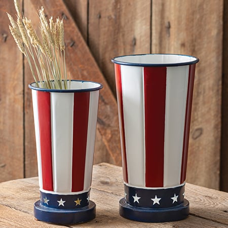 Patriotic Metal Vases, Set of Two