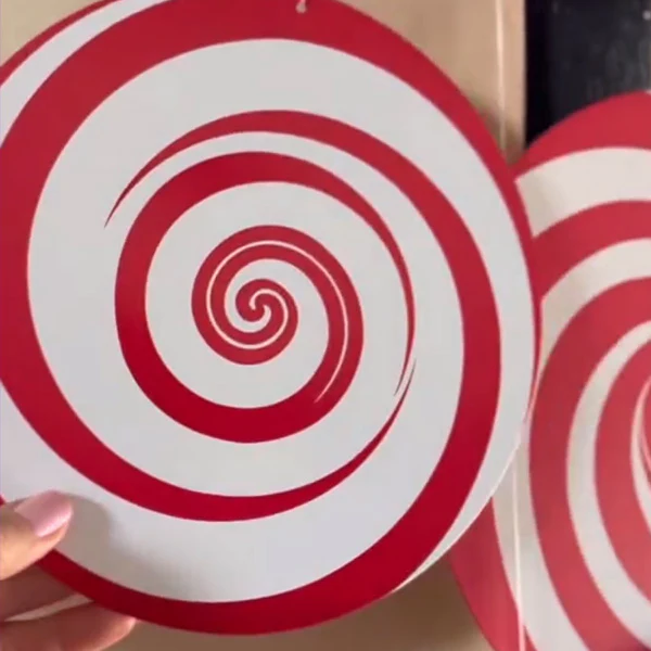 Red and White Spiral Oversized Outdoor Christmas Ornaments, Set of Eight