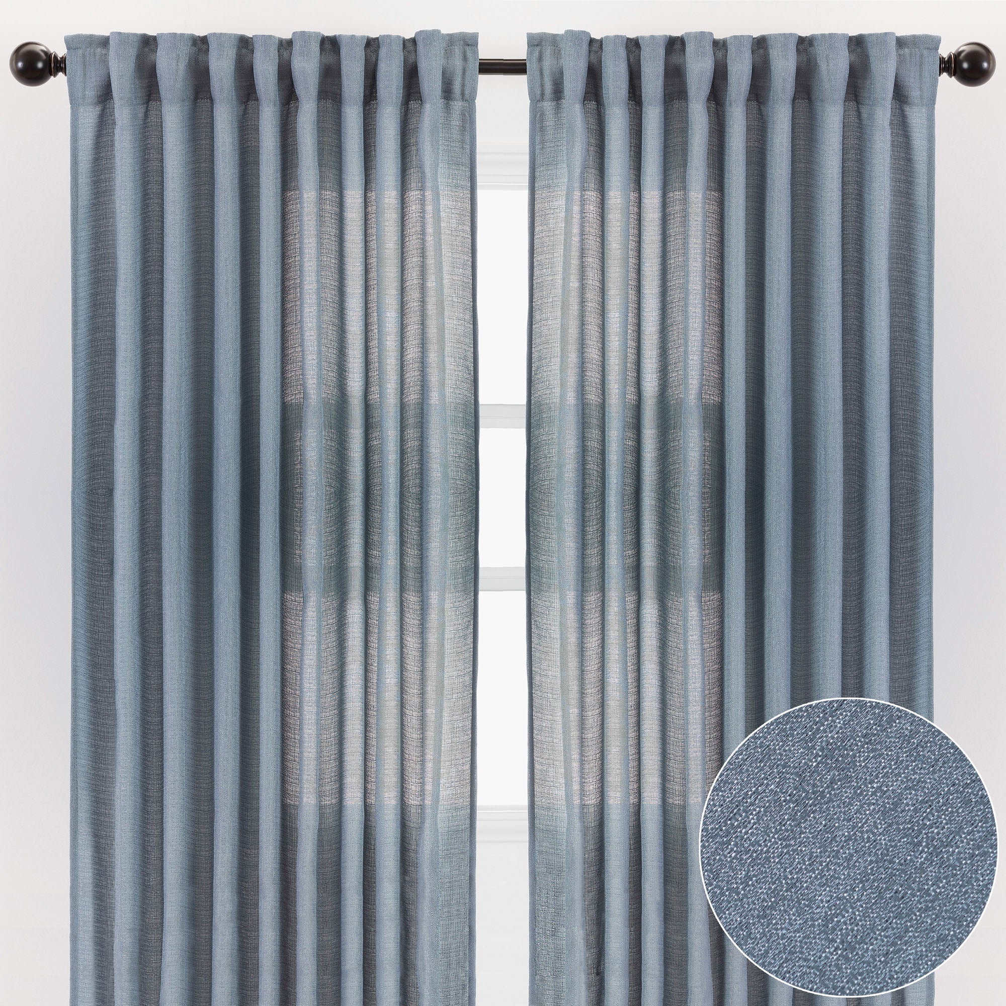 Faux Belgian Flax Solid Curtains
