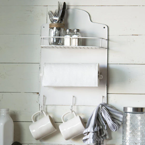 Distressed White Kitchen Rack