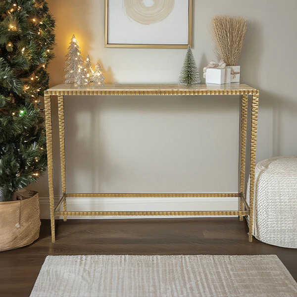 Marble and Iron Console Table