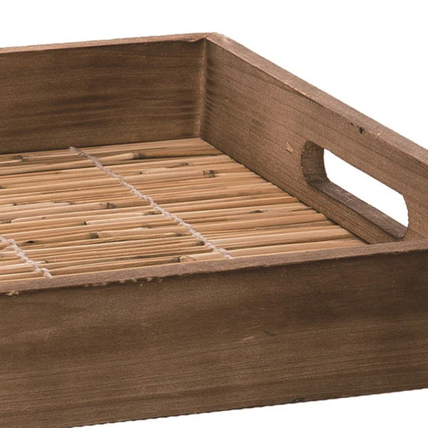 Large Rattan Tray with Handles, Set of 2