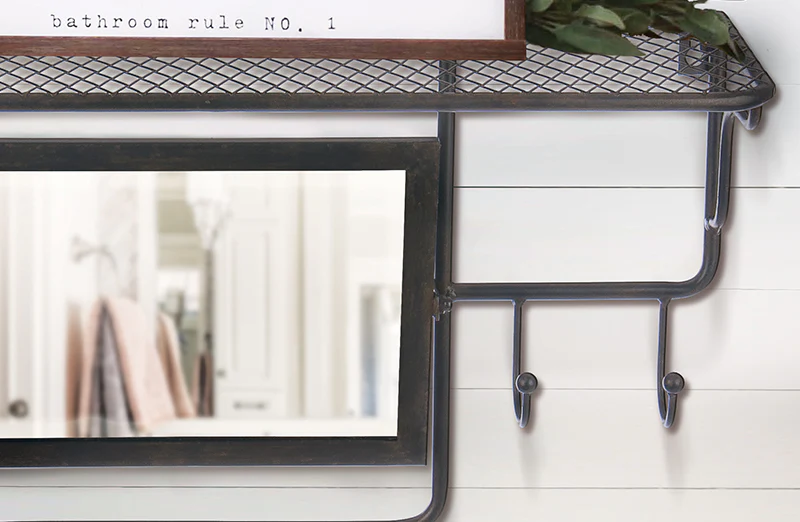 Mirror Shelf with Hooks