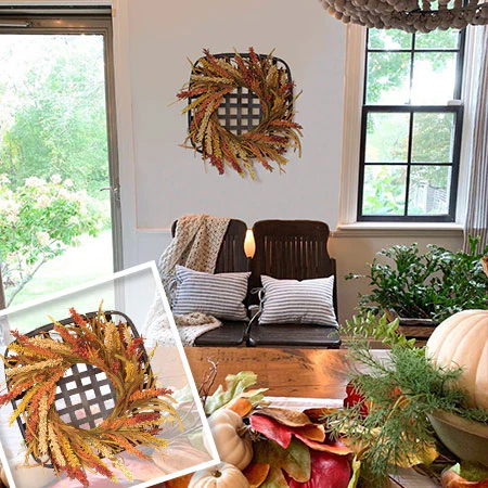 Fall Wreath with Tobacco Basket