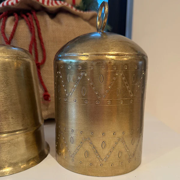 Antique Brass Finish Christmas Bells, Set of 3