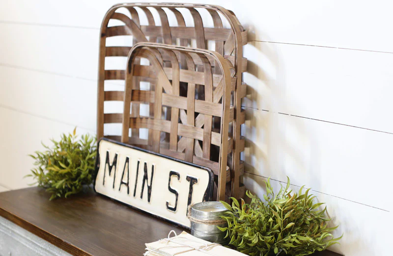 Square Tobacco Baskets  Set of 2