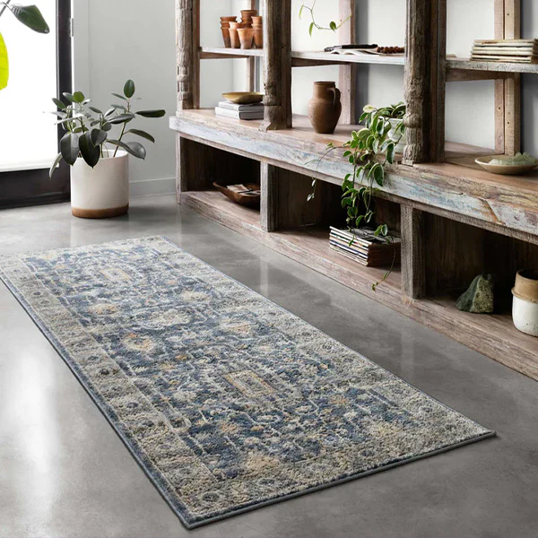 Vintage Washed Blue Area Rug, Choose Your Size