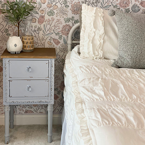 Distressed Finish Victorian Nightstand with Optional Wheels