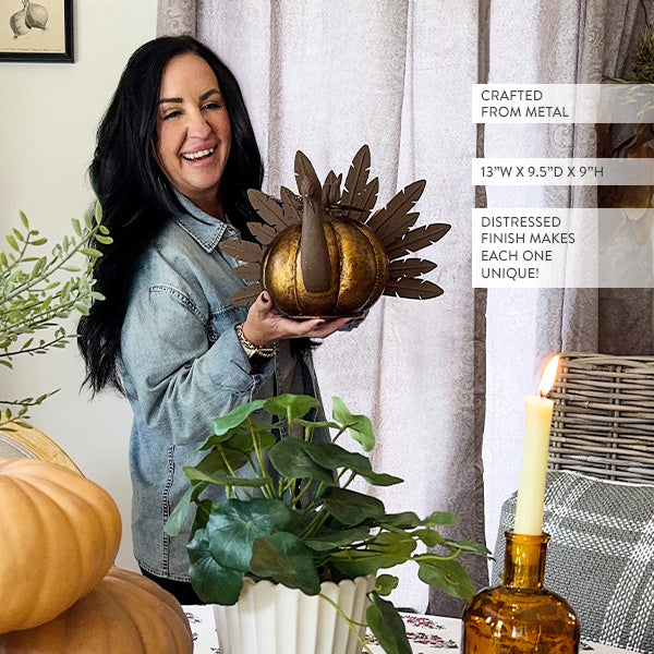 Rustic Galvanized Metal Pumpkin Turkey