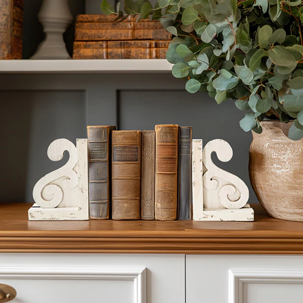 Distressed Farmhouse Wooden Bookend Corbel, Set of Two