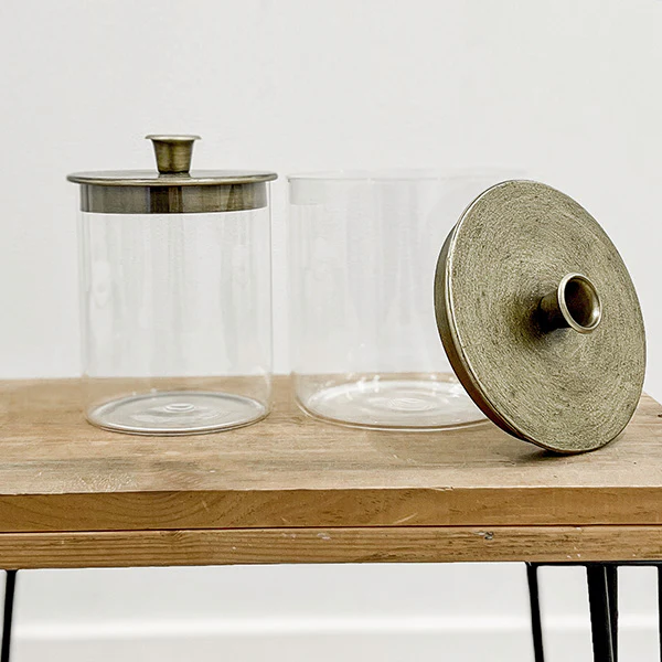 Glass Canister Candle Holders, Set of 2