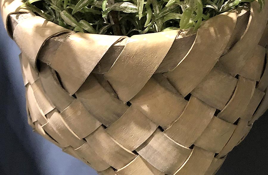 Woven Baskets with Leather Handles, Set of 2