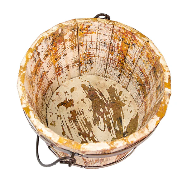 Antiqued Finish Wooden Bucket with Handles, Pick Your Color