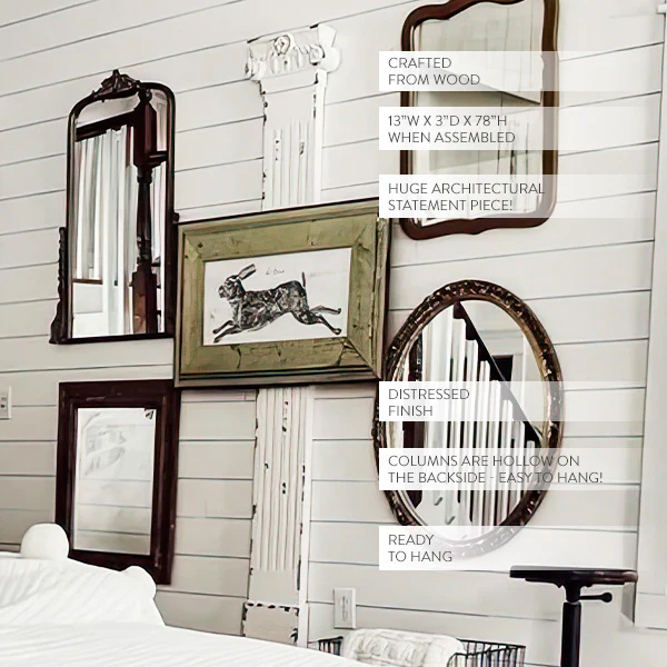 78 Inch High Distressed Wooden Decorative Column