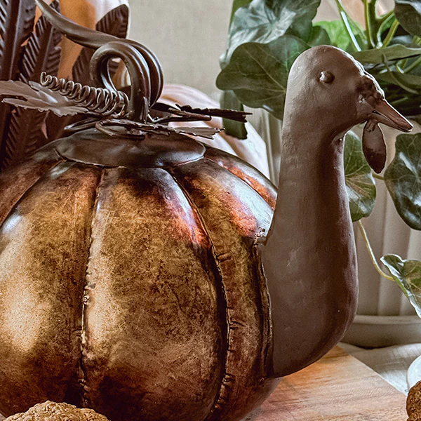 Rustic Galvanized Metal Pumpkin Turkey