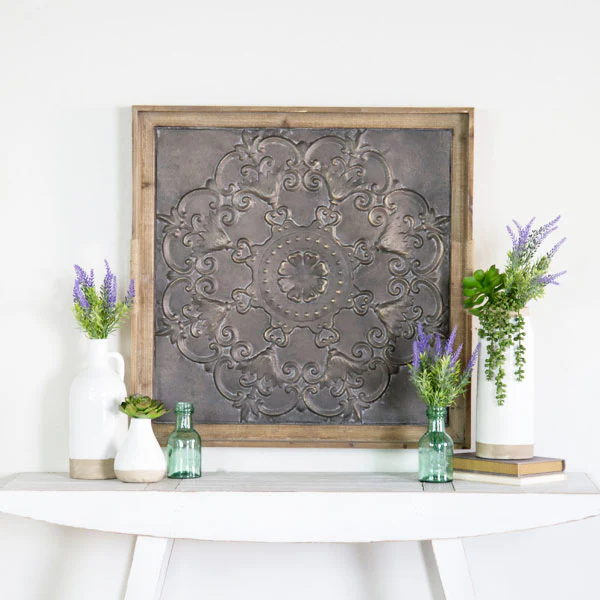 HUGE Wooden Framed Antique Wall Medallion