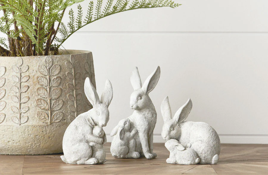 Assorted Bunny Figurines, Set of 3