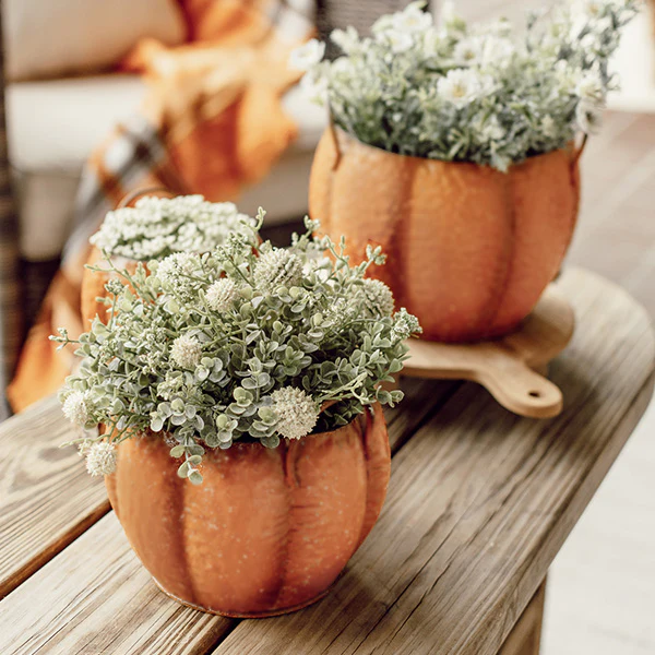 Metal Pumpkin Containers, Set of Three
