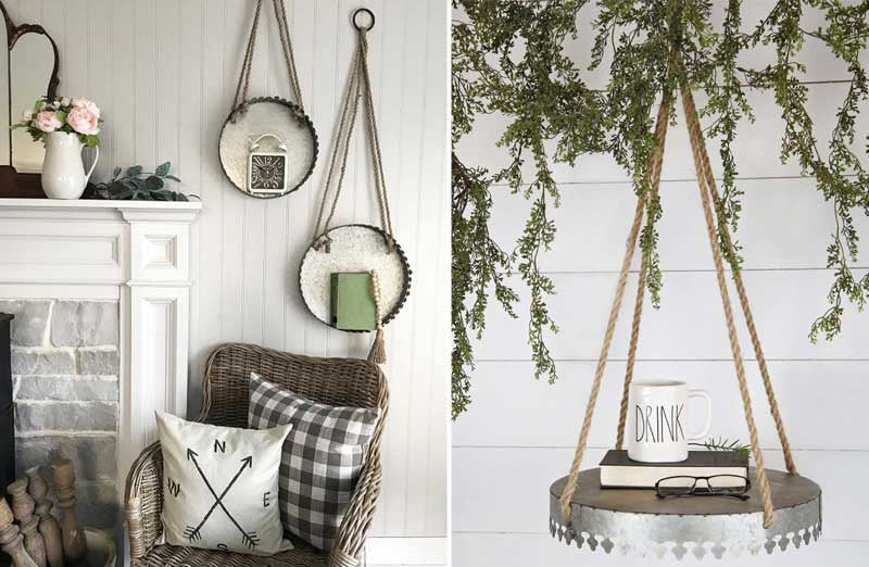 Scalloped Metal Hanging Trays  Set Of 2