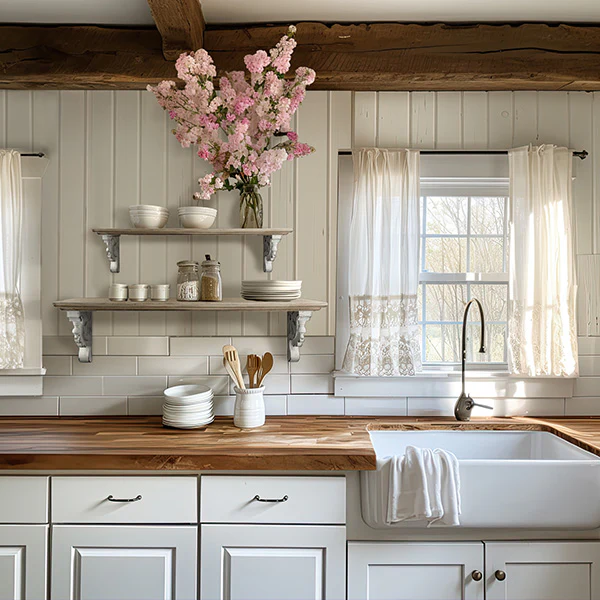 Distressed Corbel Wooden Wall Shelf, Set of 2