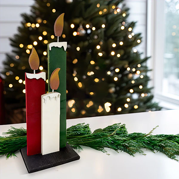 Wooden Christmas Candle Decor, Choose Your Color