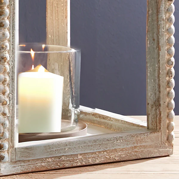 French Inspired Hurricane Glass Lanterns, Set of Two