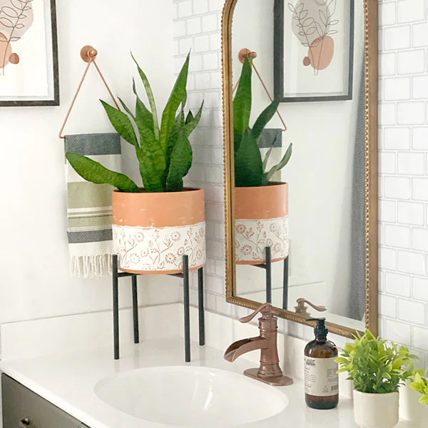 Floral Embossed Plant Stands, Set of 2