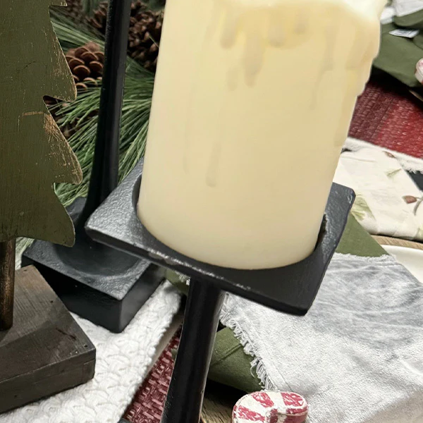 Tapered Black Metal Pillar Candle Holders, Set of 3