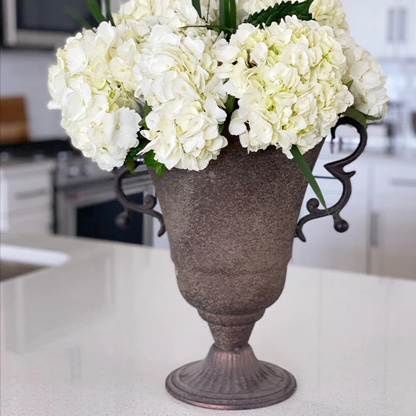 LARGE Aged Metal Pedestal Urn Vase