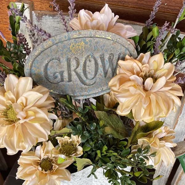 Grow Distressed Garden Stake