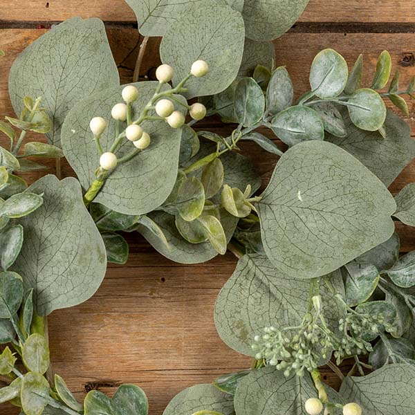 Lifelike Eucalyptus and Berry Candle Wreath