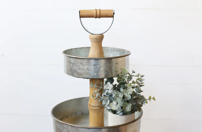 Three Tiered Rustic Metal Tray