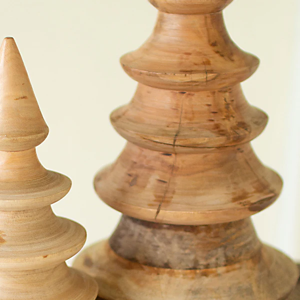 Turned Wood Christmas Trees, Set of 2
